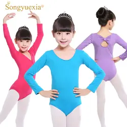 Songyuexia детей/женщина гимнастический купальник танцевальная одежда для девочек натуральный хлопок с длинным рукавом балетная танцевальная