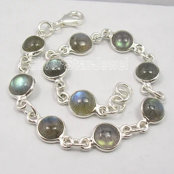 

Chanti International . Real BLUE FIRE LABRADORITE HANDMADE Bracelet 8 1/8 Inches