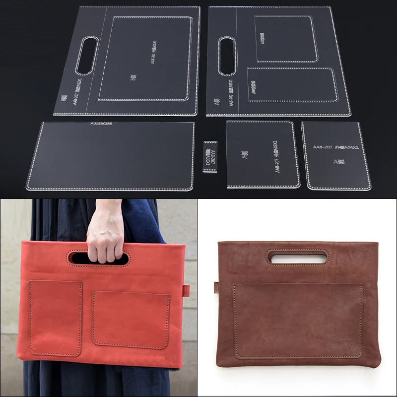 Portable-document-package-acrylic-acrylic-version-DIY-Leather-Handmade-Leather-Bag-Commuter-Bag-template-34X26X1CM