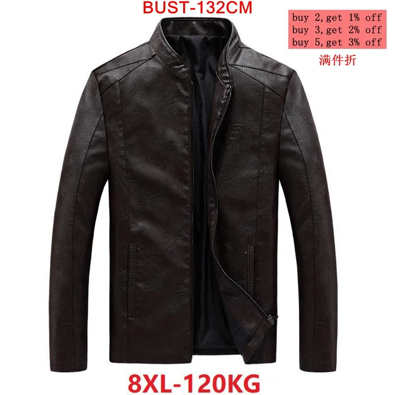

Men's Large Size Jacket Faux Leather Large Size 6XL 7XL 8XL Zipper Winter Fall Casual Motorcycle Black Brown Jacket