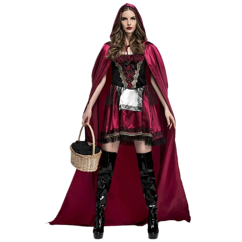 

Carnival Party Club Adult Women Little Red Riding Hood Costume Halloween Sexy Masquerade Cosplay fairy tale princess Fancy Dress