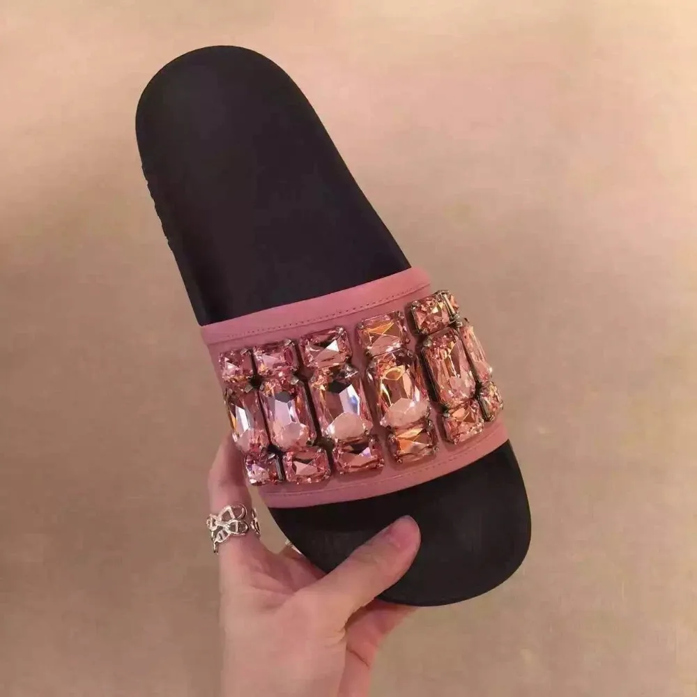 

2017 New Shoes Woman Spring Summer Casual Flat String Beads Basic Slippers Cozy Outside Designer Women Slipper Beach Shoes Tide