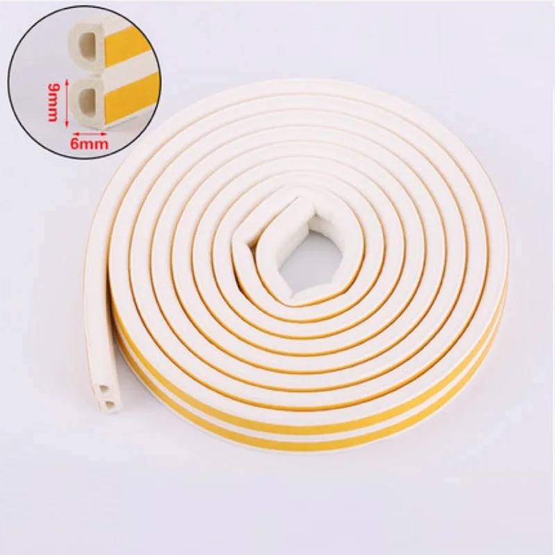 Door Window EPDM Rubber Adhesive Sealing Strip Sliding Screen Sash Cupboard Wardrobe Closet Seals Gasket 9 x 6mm Black White odd