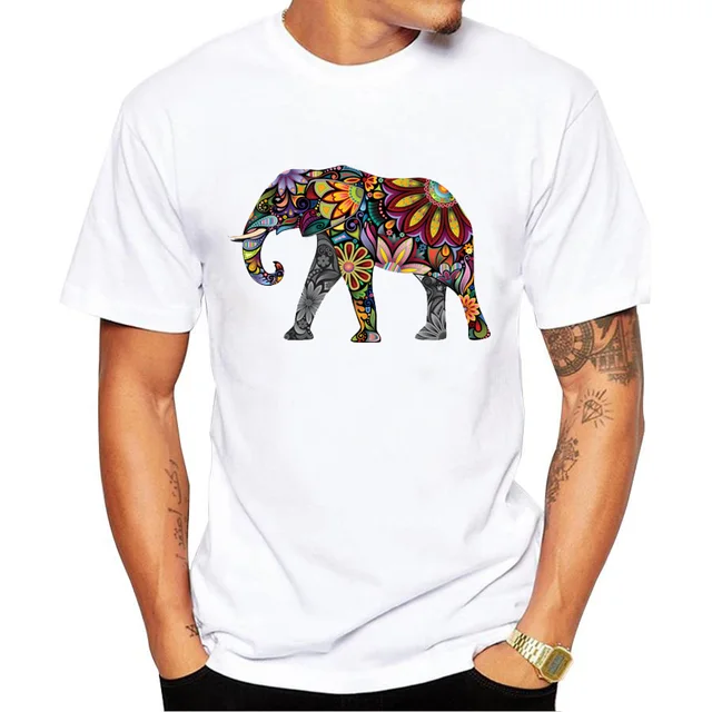 New fashion men hip hop t shirt colorful elephant print t shirt mens t ...