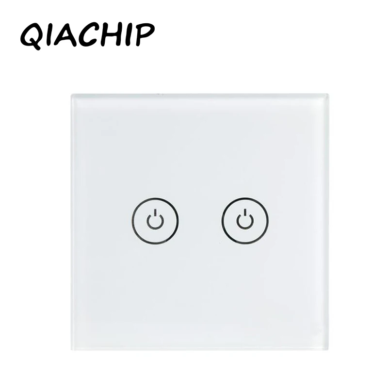 

QIACHIP WiFi Smart Switch 2 Gang Light Wall Switch APP Remote Control Panel Touch Screen APP Remote Control Smart Home