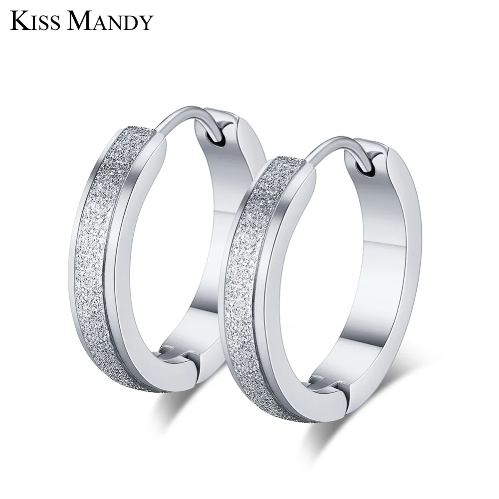 

KISS MANDY Anti-allergic Titanium Tide Korean Fashion Stainless Steel Stud Earring For Women Silver Gold Punk Male Jewelry GTE96