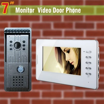 Kopen 7 inch Video Deurtelefoon Deurbel Intercom Systeem IR Nachtzicht legering Camera Video Deurbel Video Intercom interphone kit