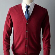 Кашемировый однотонный Вязаный Мужской умный Повседневный свитер с v-образным вырезом, Прямой Кардиган, однобортный, 8 цветов, S-2XL, розничная