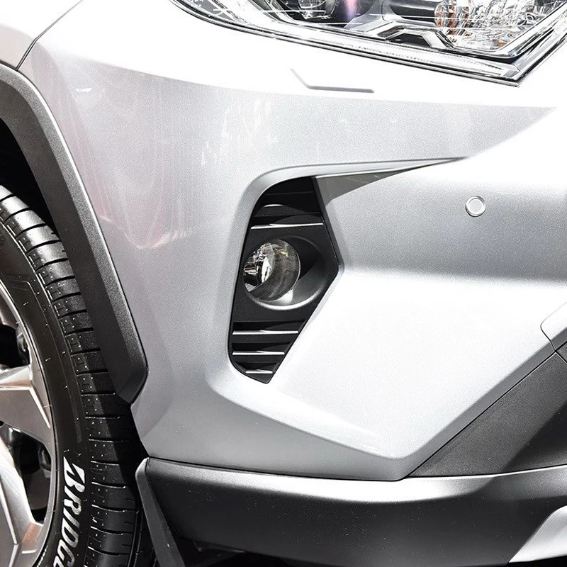 

2Pcs Chrome Exterior Accessories Front Fog Lamp Light Cover Trim For Toyota RAV4 2019 2020 Hybrid ABS Carbon Fiber
