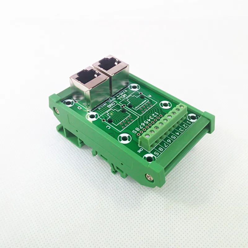 DIN Rail Mount  RJ45  Module,RJ45 8P8C Jack 2-Way Buss Breakout Board, Terminal Block, Connector.