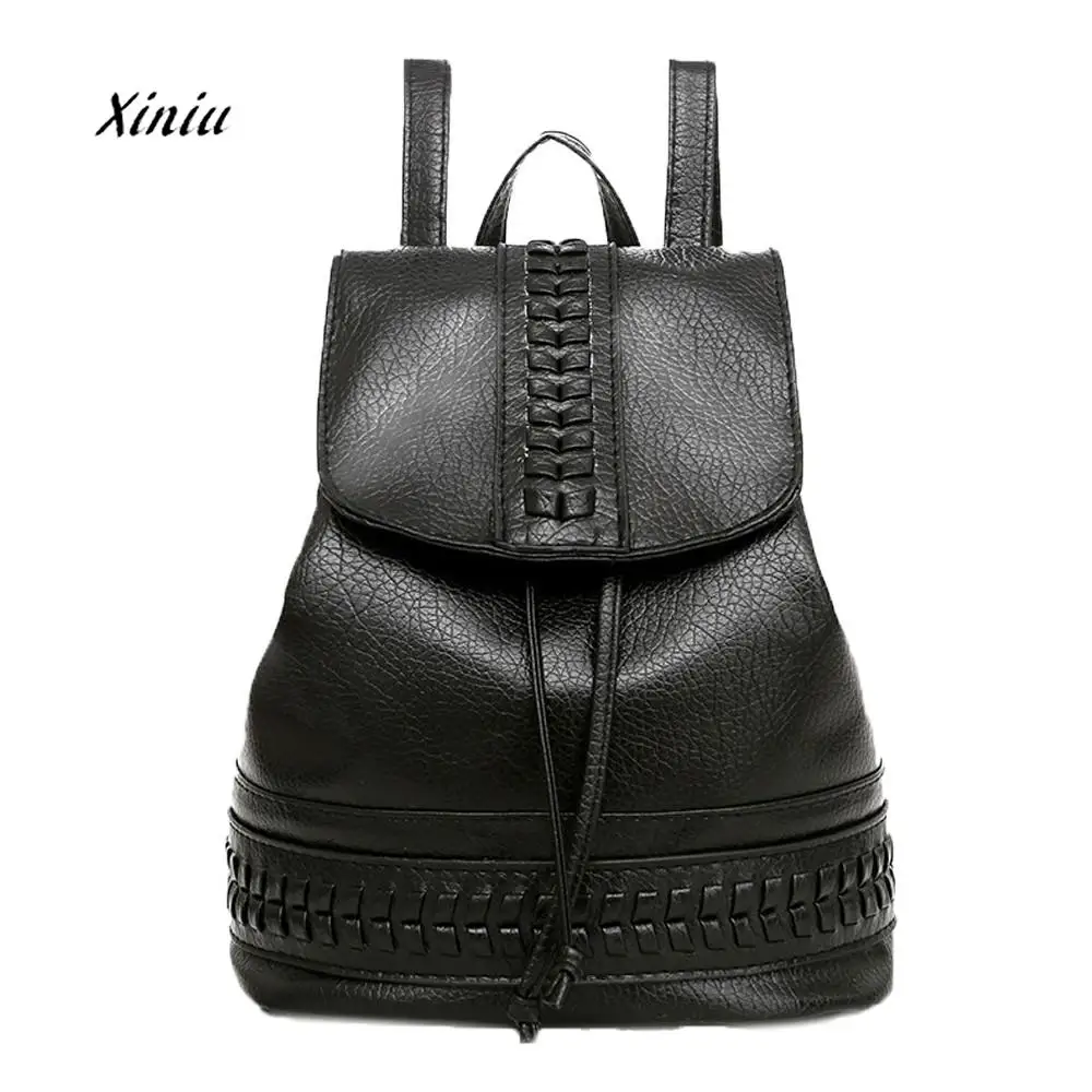 

Women PU Leather Travel Backpack Girls Leisure Straw Shape Student Schoolbag High Quality Solid Shoulder Bags For Women Girls