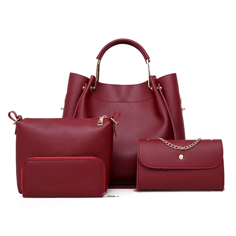

4 Pcs/set Women Handbag 2019 Bags Ladies Fashion Shoulder Bag Lady PU Leather Casual Female Casual Tote Sac Purses wallet 7103