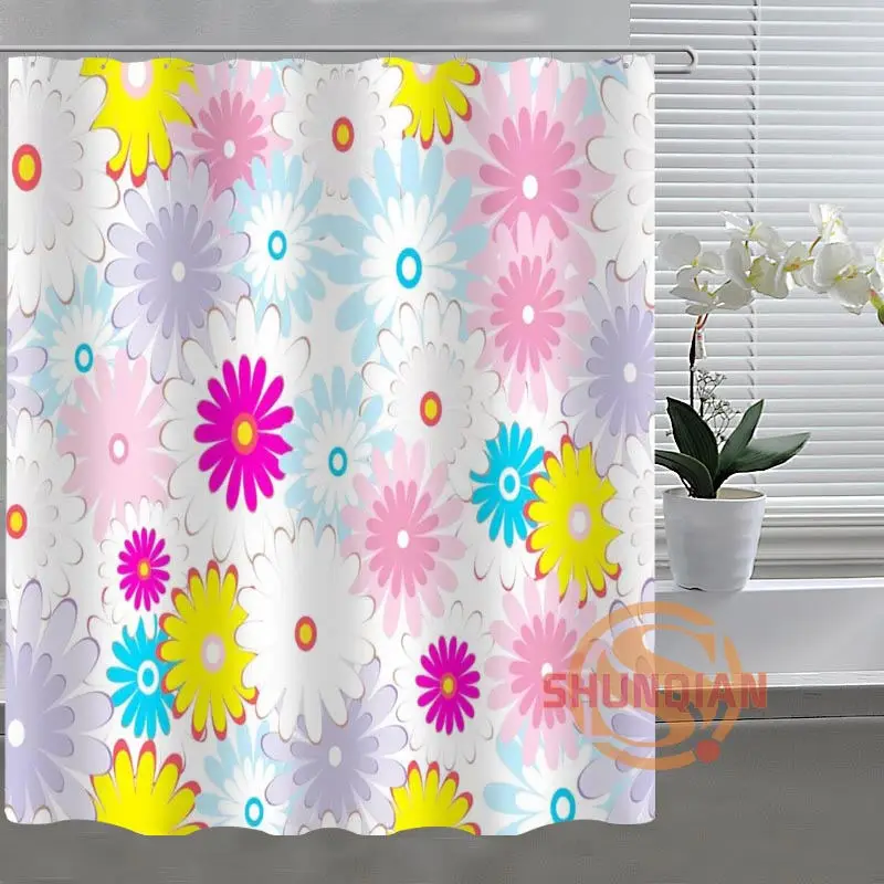 flowers pattern Custom Shower Curtain polyester Fabric Bathroom Decor Acceptable Curtains | Дом и сад