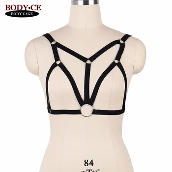 

Womens Body Harness Lingerie Belt Black Bondage Bra Elastic Strappy Tops Cage Bustier Goth Fetish Burlesque Exotic Apparel Dress