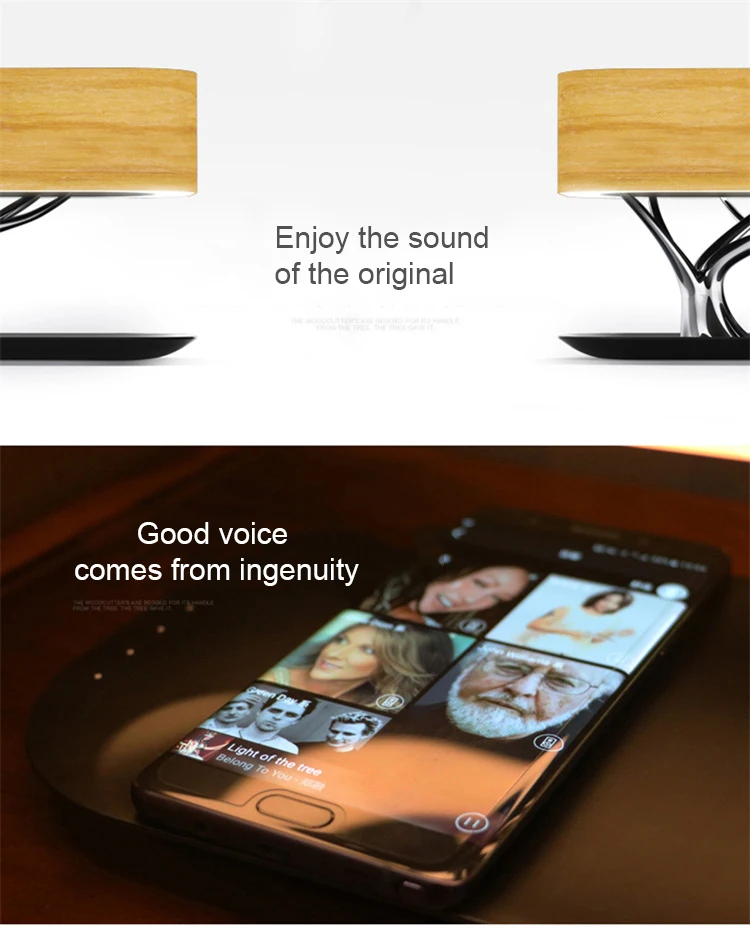 Светильник с деревом, WiFi, умный настольный декоративный светильник, музыкальный светильник, Bluetooth, динамик, кровать, голова, атмосферный светильник, динамик, телефон, Беспроводная зарядка