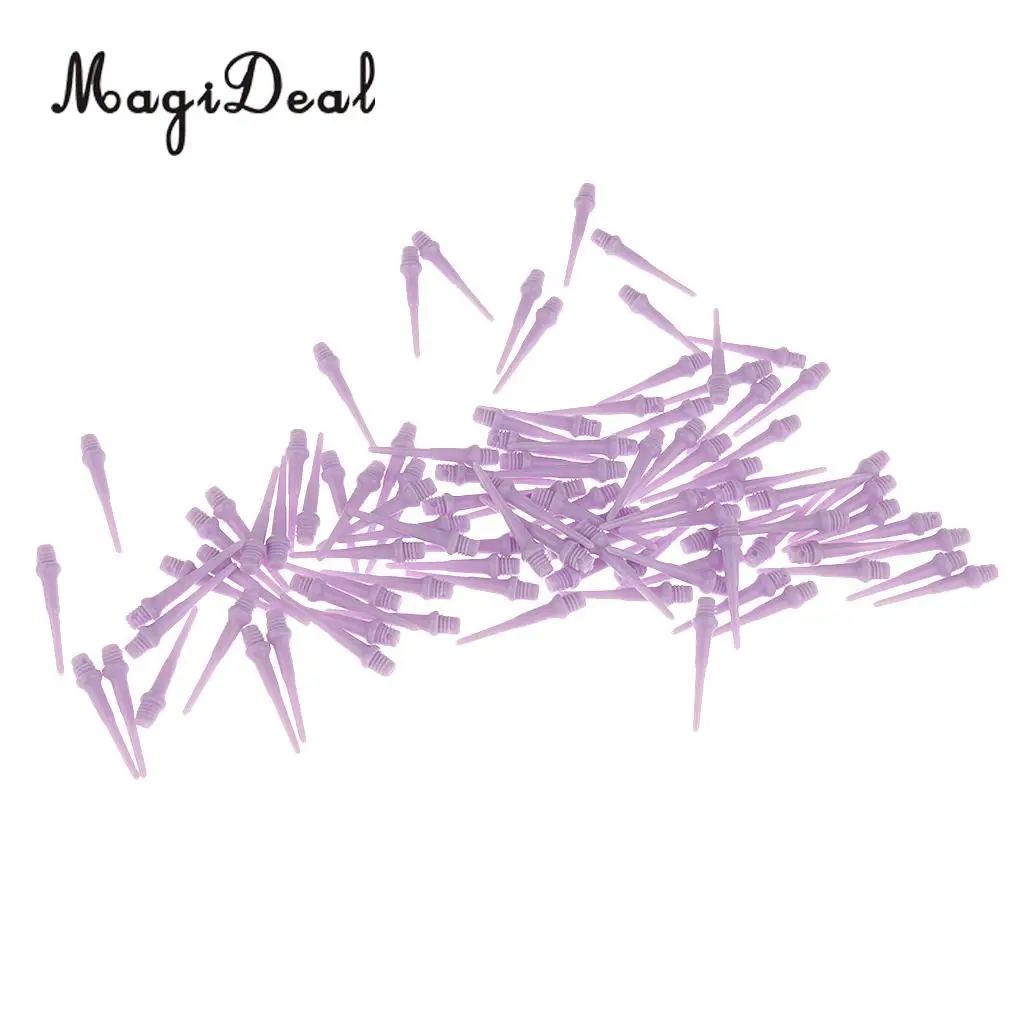 MagiDeal 100 Pieces Dart Soft Tips Points 2BA Standard Darts Needle Purple