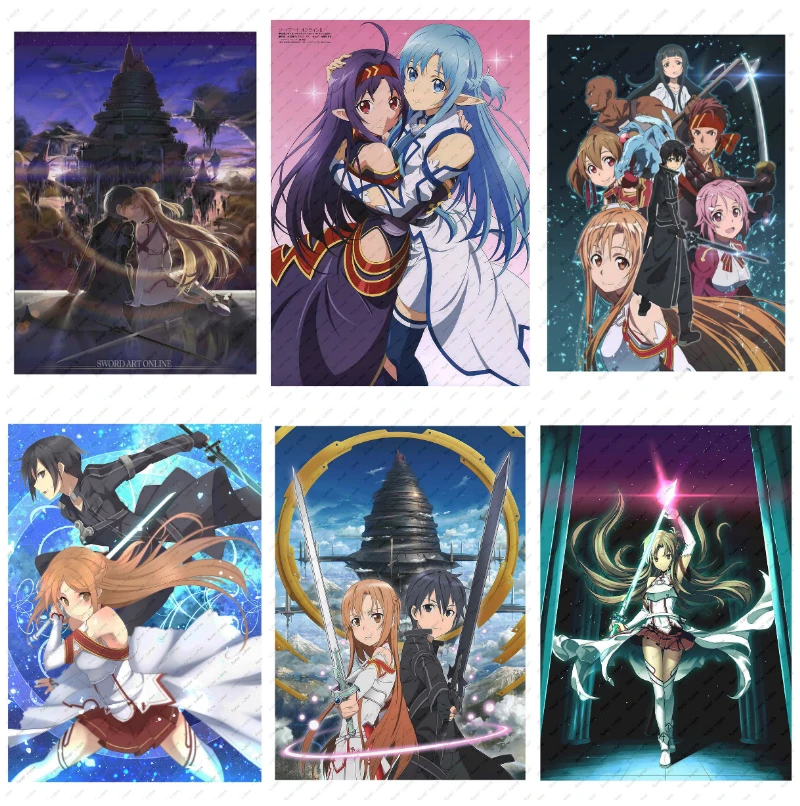 

Sword Art Online SAO White kraft poster wall sticker Japanese anime Kirigaya Kazuto Yuuki Asuna