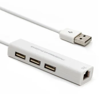 

USB Ethernet with 3 Port USB HUB 2.0 RJ45 Lan Network Card USB to Ethernet Adapter for Mac iOS Android PC USB 2.0 HUB