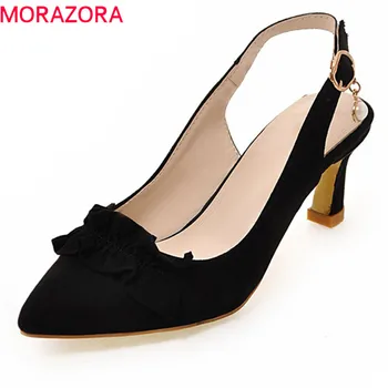 

MORAZORA 2020 new women pumps spring summer top quality flock fashion shoes elegant pointed toe comfortable high heel shoes
