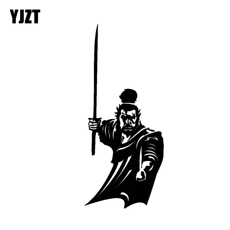 

YJZT 6.4*14.6CM Serious Brave Japanese Samurai Soldier Warrior Decal Black/Silver Covering The Body Car Sticker Vinyl C20-1786