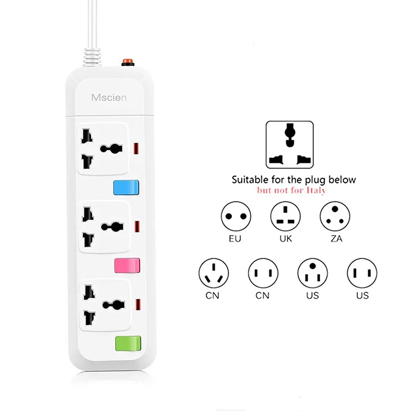 

Extension Lead Power Socket Power Strip Individual Switched Overload Protection Universal Socket With Indicator Light UK Plug