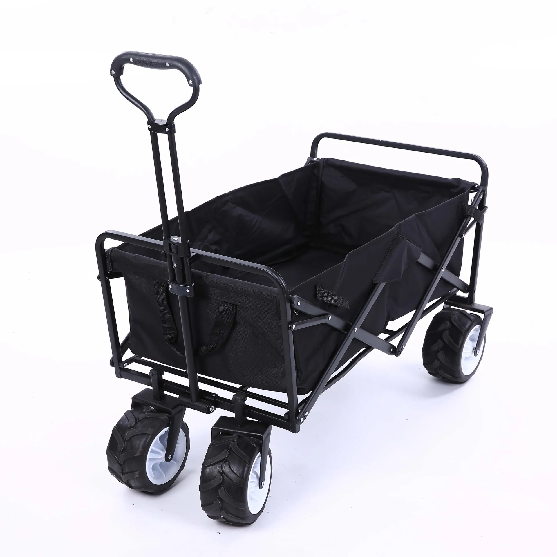 A Foldable Portable Stainless Steel+600D Oxford Cloth Four Wheels Pet Stroller Large Space