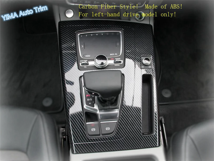 

Lapetus Auto Styling Stalls Interior Gear Shift Box Panel Cover Trim Fit For Audi Q5 2018 2019 ABS Matte / Carbon Fiber Look