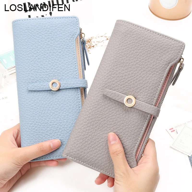 Top Quality Latest Lovely Leather Long Women Wallet Fashion Girls Change Clasp Purse Money Coin ...