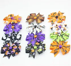 

Trial Order Halloween Bows for hair with Clip for Girl women Hair Accessories Grosgrain Ribbon Bows Boutique Hair clip 24pcs/lot