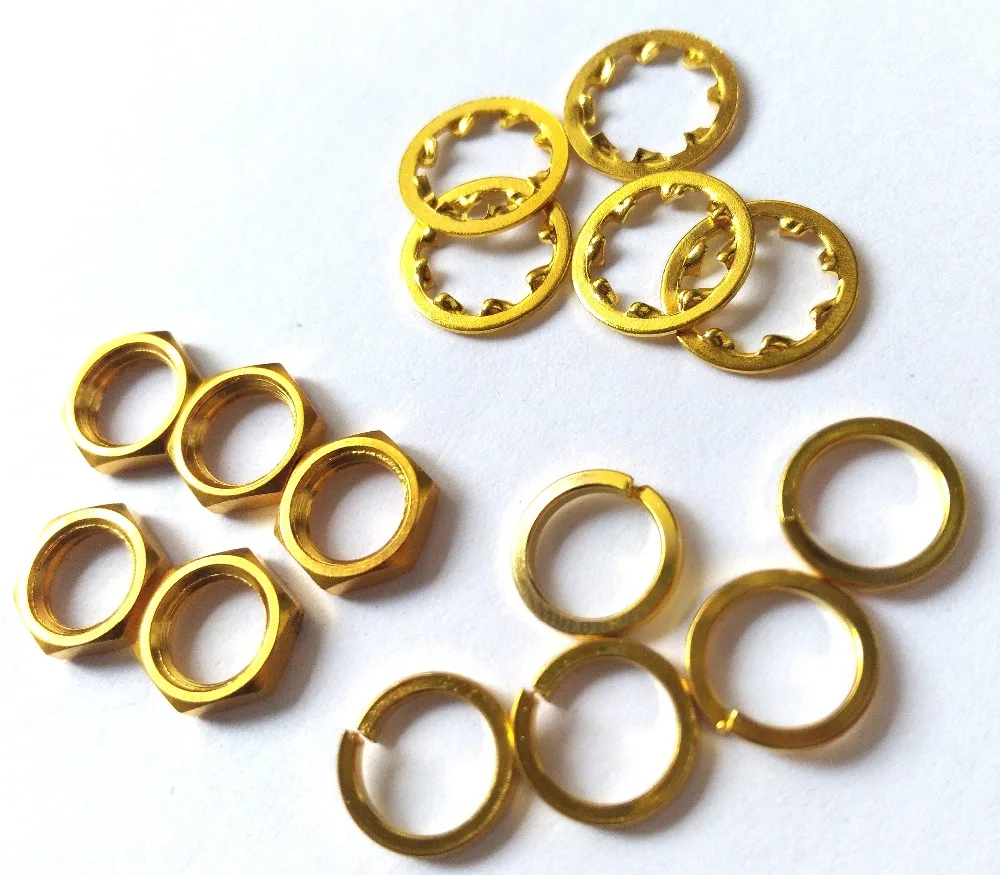 200 Sets Gold Plated Screw Nut Three Piece A Set for Standard Diameter