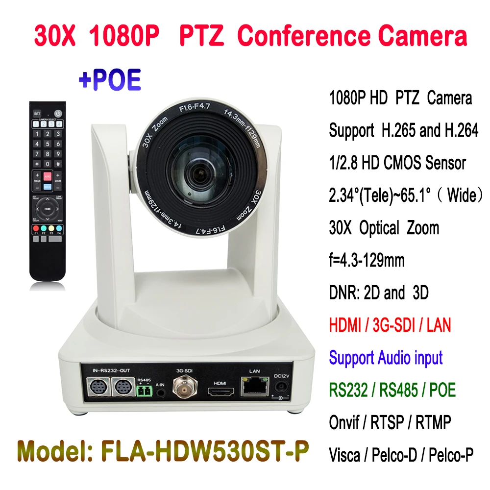 مؤتمر نظام المهنية 60Fps 30X زووم بصري 1080 وعاء HDMI 3G-SDI HD-IP POE فيديو كاميرا