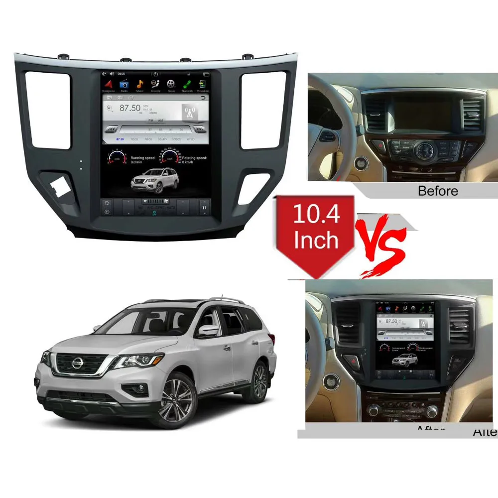 

10.4" Tesla Type Android Fit NISSAN Pathfinder 2013- 2019 Car DVD Player Navigation GPS Radio