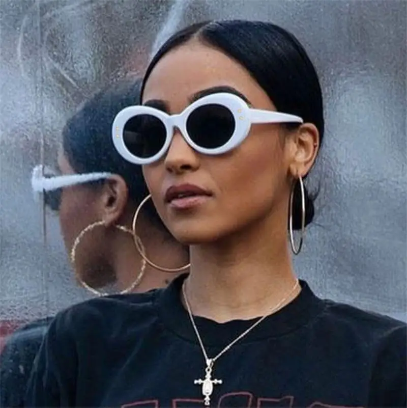 

retro sunglasses woman brand Oval big frame vintage sunglasses men shades for women 2018 rivet clear red white sun glasses