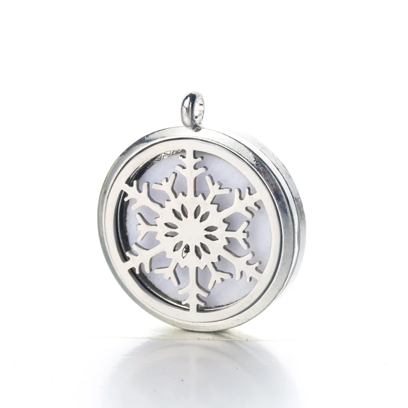 

1pc snowflake pattern Magnetic Aromatherapy Necklace Jewelry Perfume Locket Pendant Essential Oil Diffuser Scent Locket Necklace
