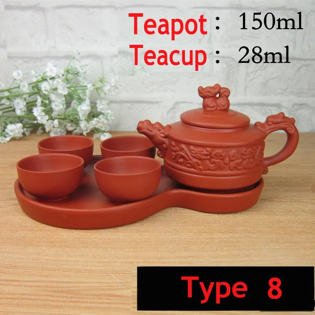 Best Offers High Quality 6 Pcs Kung Fu Tea Set [1 Teapot+ Tray +4 Cups] Travel Chinese Porcelain Sets Ceramic Gongfu Gaiwan Yixing Clay Gift