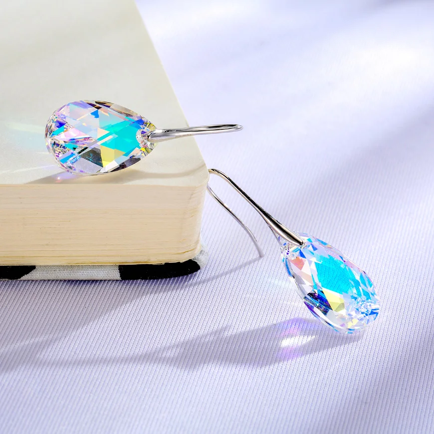 BAFFIN Water Drop Earrings Women Fashion Genuine Crystals From SWAROVSKI Silver Color Pendant Pendientes 2018 Mothers Day Gift