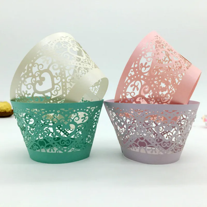 Laser Cut 100Pcs Cup Cake Paper Cupcake Wrapper Liner