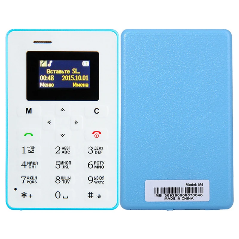 4 5mm Ultra Thin AIEK M5 AEKU M5 Card Mobile Phone Pocket Mini Phone Dual Band