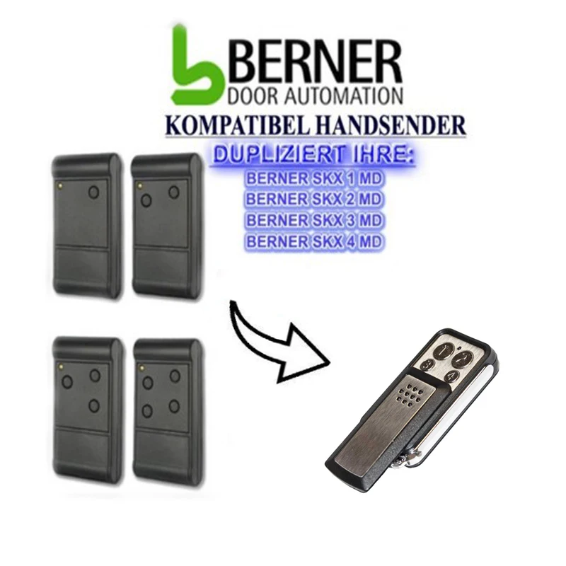 2 шт. для BERNER SKX1, SKX2, SKX3, SKX4 пульт дистанционного управления гаражной дверью 433,92 МГц