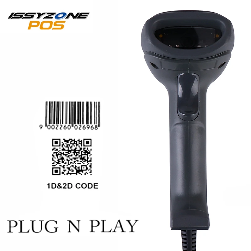 

ISSYZONEPOS I2DBC025 Cheap Industrial 2D/QR CCD Screen Barcode Scanner Handheld Barcode Reader for POS System Supermarket