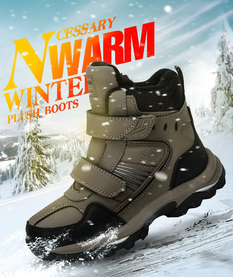 BONA/ новые дизайнерские популярные детские зимние ботинки теплые зимние ботинки модные плюшевые детские кроссовки для мальчиков модные ботинки из воловьей кожи