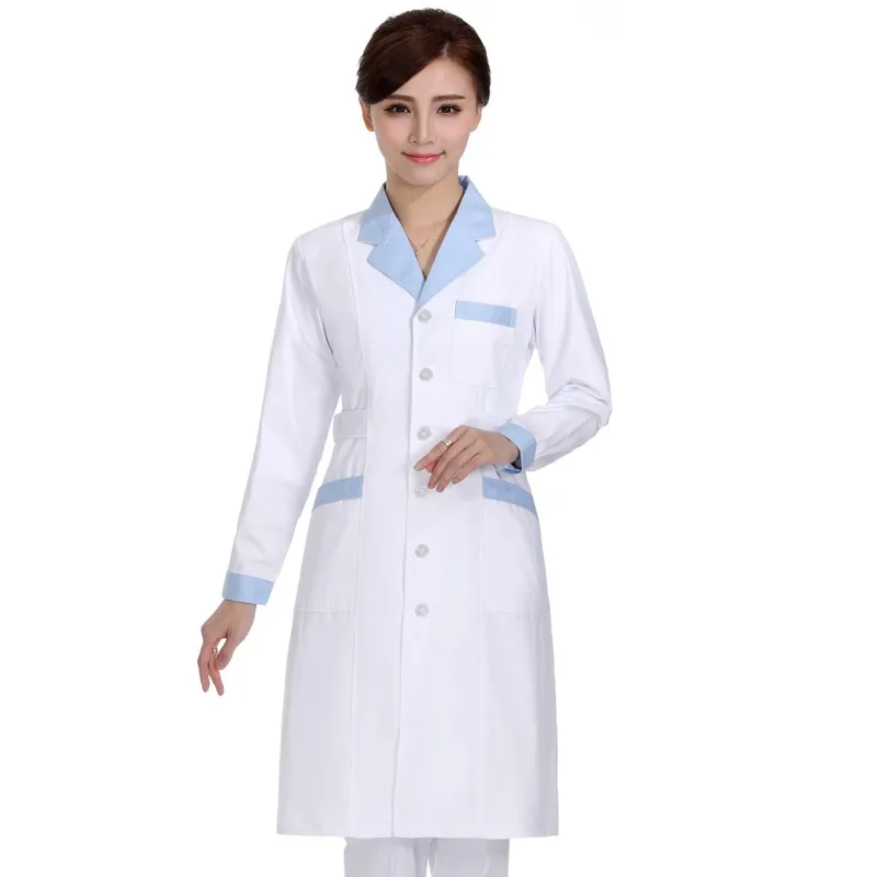 В соответствии с сеткой, одежда для медсестер белый лабораторный халат, талия, аптеку, красота, женщина, доктор, одежда с длинными рукавами, зимняя одежда d