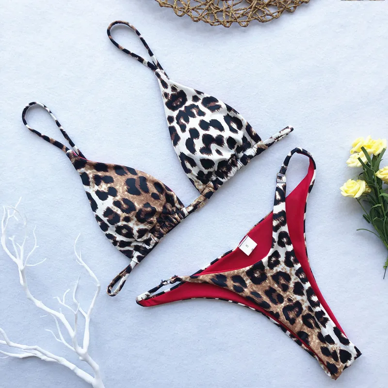 

Mini Leopard Bikini Set Swimwear Female Sexy V Neck Bathing Suit Swimsuit Brazilian Bikinis Biquini Push Up 2019 Bikini Set S-L