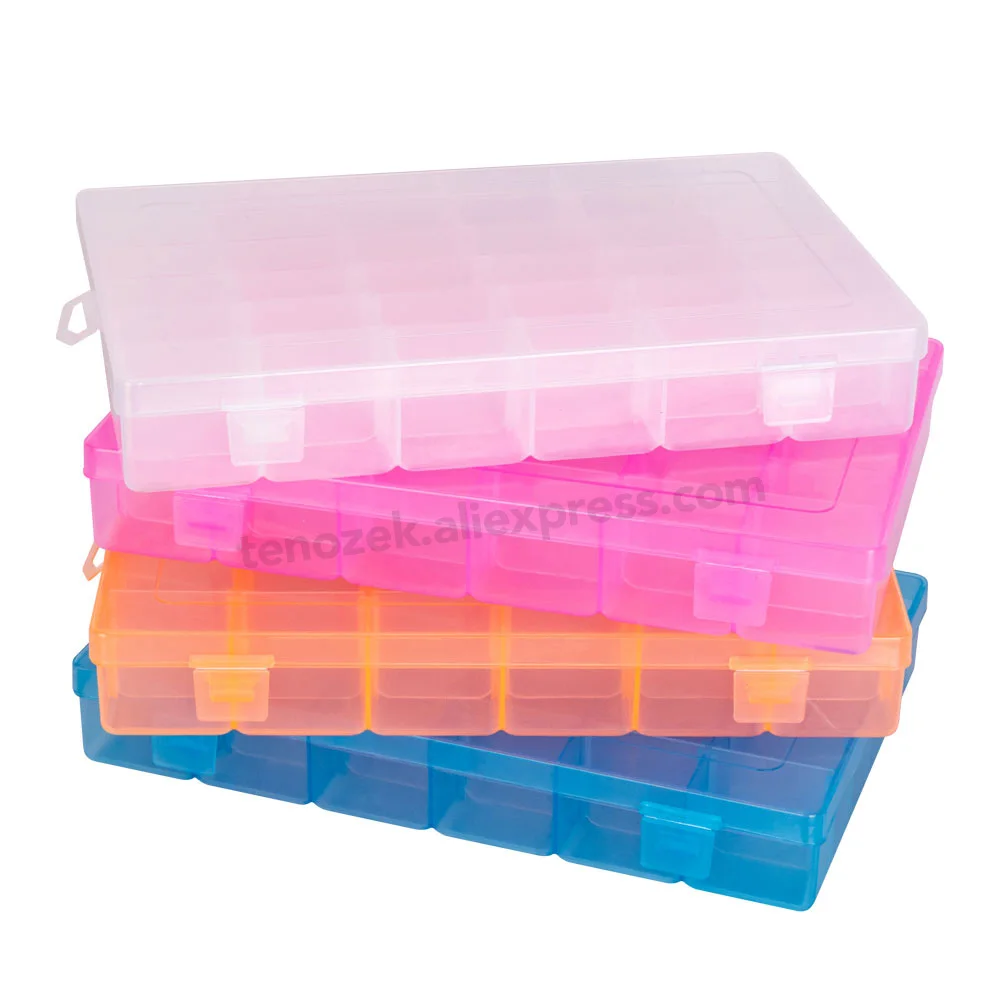 

Life Essential 10/15/24/36 Compartment Storage Box Practical Adjustable Plastic Case for Bead Rings Jewelry Display Organizer