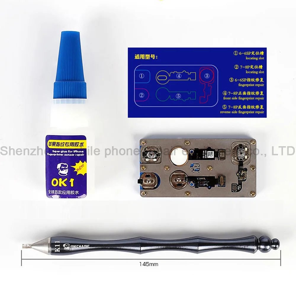 Механический телефон, набор для ремонта отпечатков пальцев для iPhone, кнопка для дома, клей для ремонтных работ, нож+ Держатель, набор инструментов
