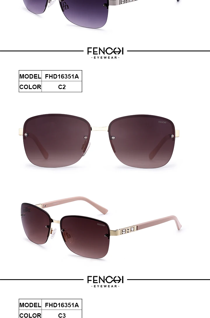 FENCHI розовые Солнцезащитные очки женские без оправы ретро солнцезащитные очки дизайнерские брендовые Роскошные зеркальные рейв трендовые оттенки lunette soleil femme