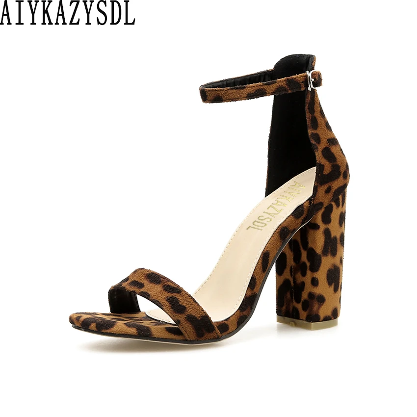 leopard print chunky heel shoes