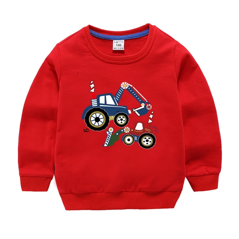 Детские толстовки с капюшоном Детский хлопковый пуловер с рисунком для мальчиков и девочек Повседневная осенняя одежда для маленьких мальчиков от 2 до 8 лет - Цвет: Red