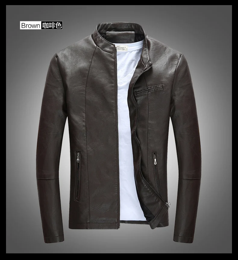 original leather jacket for men Autumn Winter Men's Casual Zipper PU Leather Jacket  Motorcycle Leather Jacket Men Leisure Clothing Men's Slim Leather Jacket leather biker vest