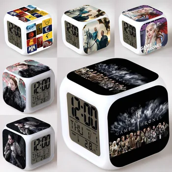 

Action Game of Thrones Glowing Alarm Toy Bed Desk Decor NIGHT KING STARKS JON SNOW DAENERYS Figure LED Colorful Alarm Clock Toys